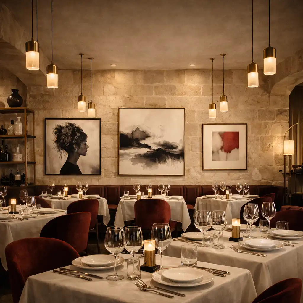Vue d’ensemble de la salle principale du restaurant L’Art des Saveurs