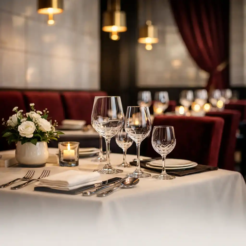 Vue d'ambiance du restaurant L’Art des Saveurs avec une table élégamment dressée