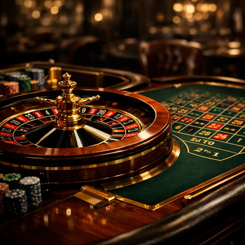 Table de roulette sophistiquée dans un casino physique élégant